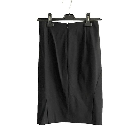 THEORY Black Wool Stretch Knee Length Midi Pencil Skirt 00 - Picture 2 of 6